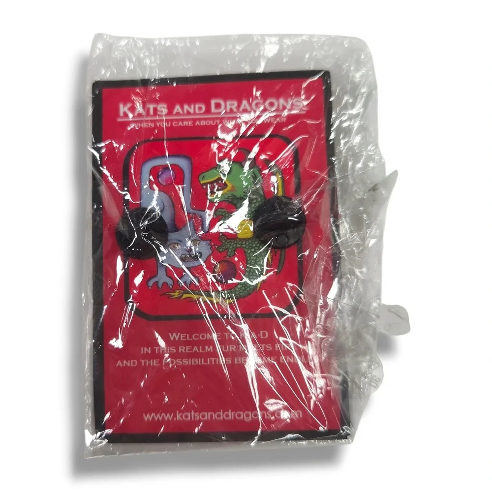 Kats And Dragons Lapel Pin Enamel Cat Dragon Graphic Fantasy Lapel Badge Red NWT